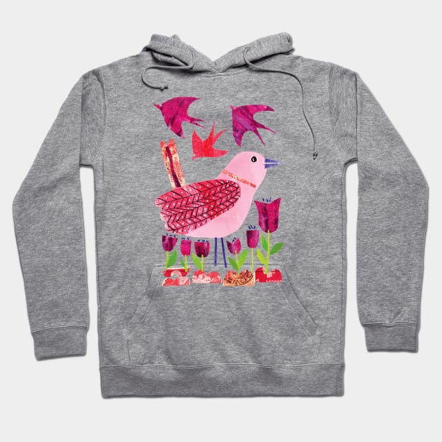 Pink Bird Hoodie by Tracey English